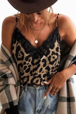 CUPSHE Dior Leopard Print Lace Trim Cami