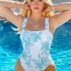 CUPSHE Ice Floral Ruffled Strap One Piece Swimsuit