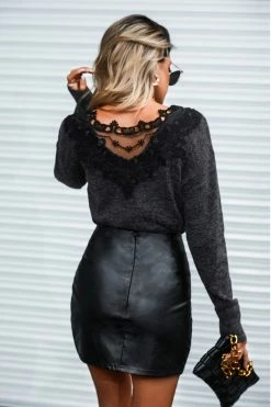 CUPSHE See The Good Lace Velvet Sweater Clothing