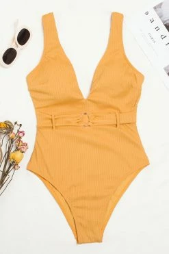 CUPSHE Lizbeth Rib O-ring Belted One Piece Swimsuit One Pieces