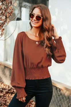 CUPSHE Eunice Smocked Bishop Sleeve Top Clothing