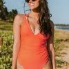 CUPSHE One Pieces Allie Orange Ruched Cut-out Back Tummy Control One Piece Swimsuit