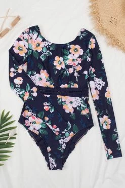 CUPSHE Secret Garden Long Sleeve One Piece Swimsuit