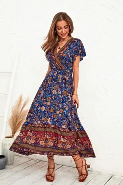 CUPSHE Dresses Best Sellers Doreen V-neck Frill Lace Up Maxi Dress