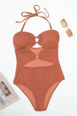 CUPSHE Brook O-ring Halter Cut-out One Piece Swimsuit One Pieces