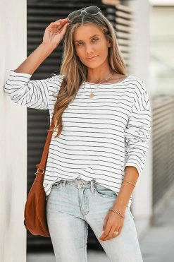 CUPSHE Clothing Elvan Round Neck Striped Tee
