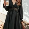 CUPSHE Deniz Lace-Trim Trumpet Sleeve Dress Clothing