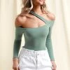 CUPSHE Briana Asymmetrical Neck Bodysuit Clothing