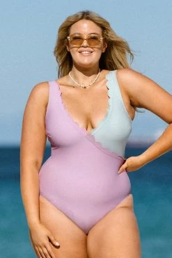 CUPSHE One Pieces Spring Macaron Scalloped Tummy Control Plus Size One Piece