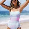 CUPSHE One Pieces Macaron Sky Side Shirred One Piece Swimsuit