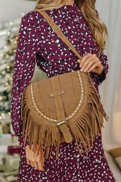 CUPSHE Clothing Quicksand Faux Suede Fringe Crossbody Bag