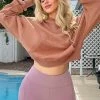 CUPSHE Barbados Drop Shoulder Crop Long Sleeve Hoodie Clothing