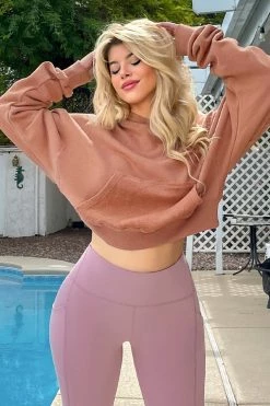 CUPSHE Barbados Drop Shoulder Crop Long Sleeve Hoodie Clothing