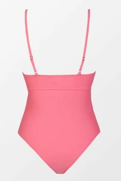 CUPSHE Beach Party Tie Front Wrap Pink One Piece Swimsuit One Pieces