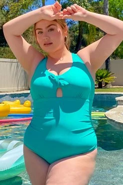 CUPSHE Arizona Road Trip Bunny Tie Shirred Plus Size One Piece Swimsuit