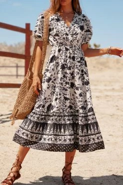 CUPSHE Clothing Charleigh Bubble Sleeve Ruching Dress