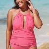 CUPSHE Mercury Retrograde High Neck Tummy Control Pink Plus Size One Piece