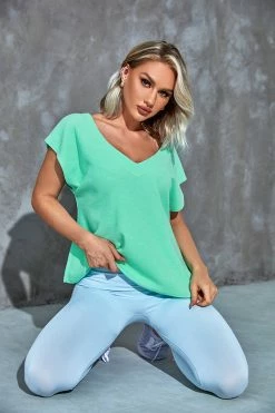CUPSHE Clothing Honey Green V-neck Top