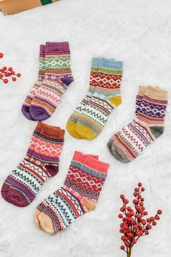 CUPSHE Dear Santa Fair Isle Sock Set - 3 Pack Clothing
