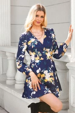 CUPSHE Clothing Leda Belted Floral Print A-Line Dress