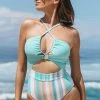 CUPSHE Pleasant Stripe Tunneled Cutout One Piece Swimsuit