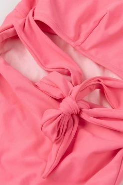 CUPSHE Beach Party Tie Front Wrap Pink One Piece Swimsuit One Pieces