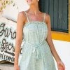 CUPSHE Jaqueline Gingham Belted Frill Trim Dress