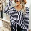 CUPSHE Horizon Striped Tie-Front Top
