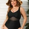 CUPSHE Party In Paradise Shirred Mesh Plus Size One Piece Swimsuit
