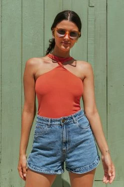 CUPSHE Carina Rib Twist Front Bodysuit