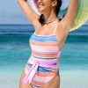 CUPSHE One Pieces Summer Of Love Bandeau Belted One Piece Swimsuit
