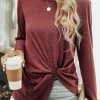 CUPSHE Oakleigh Twist-Front Slub Knit Tee Clothing