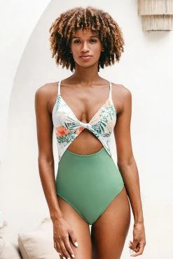 CUPSHE One Pieces Willow Tropical Twist Colorblock One Piece Swimsuit