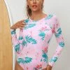 CUPSHE Tatyana Hawaiian Print Long Sleeve One Piece Swimsuit One Pieces