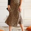 CUPSHE Spotlight Leopard Print High Waist Satin Skirt Clothing