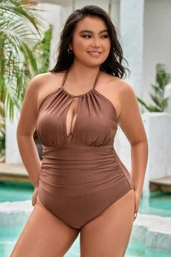 CUPSHE Strawberry Fields High Neck Tummy Control Plus Size One Piece One Pieces