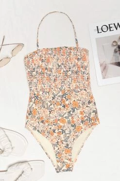 CUPSHE Elodie Ditsy Floral Smocked Frill One Piece Swimsuit One Pieces