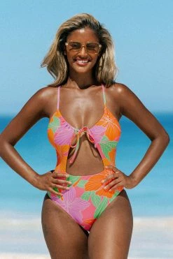 CUPSHE Floral Impressions Tunneled Cutout One Piece Swimsuit