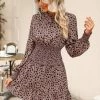 CUPSHE Georgette Cheetah Print Smocked Mini Dress Clothing
