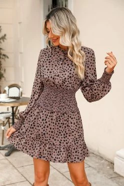 CUPSHE Georgette Cheetah Print Smocked Mini Dress Clothing