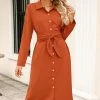 CUPSHE Catriona Belted Maxi Shirt Dress