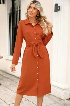 CUPSHE Catriona Belted Maxi Shirt Dress