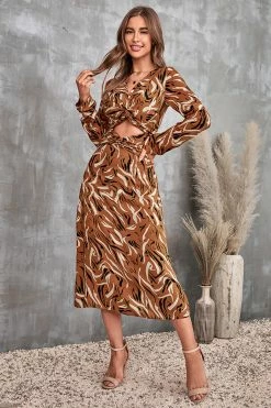 CUPSHE Addy Cutout Geometric Print A-Shape Dress Clothing