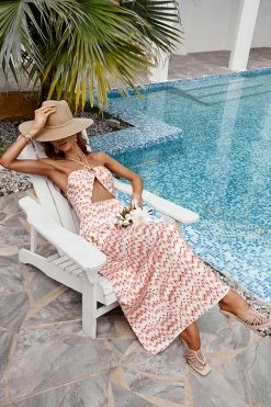 CUPSHE Clothing Gracie Halter Neck O-ring Stripe Off-shoulder Dress