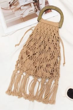 CUPSHE Beachwood Brown Braided Satchel Bag Beach Accessories