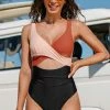 CUPSHE Avery Color Block One Piece Swimsuit One Pieces