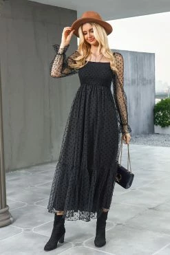 CUPSHE Neva Clip Dot Smocked Maxi Dress Clothing