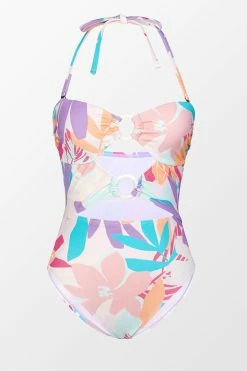 CUPSHE Multi Spring Double Ring Front Bandeau One Piece Swimsuit One Pieces