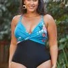 CUPSHE Ember Floral Wrap Plus Size One Piece Swimsuit One Pieces