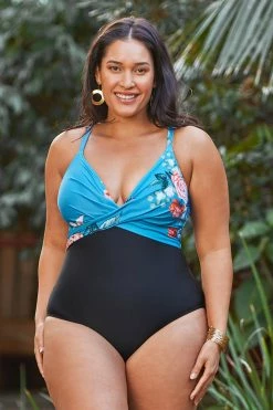 CUPSHE Ember Floral Wrap Plus Size One Piece Swimsuit One Pieces